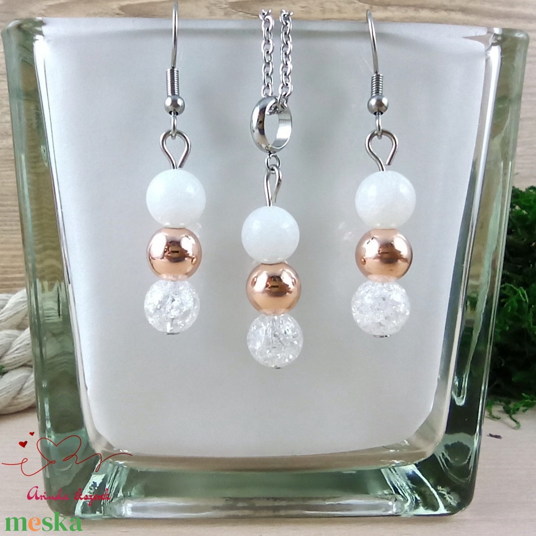 Napsütötte ragyogás fehér hegyikristály rosegold hematit jade ásvány karkötő - ékszer - karkötő - gyöngyös karkötő - Meska.hu Napsütötte ragyogás fehér hegyikristály rosegold hematit jade ásvány karkötő - ékszer - karkötő - gyöngyös karkötő - Meska.hu