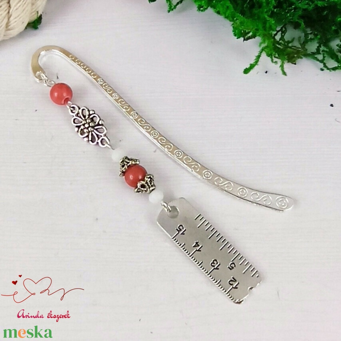 Piros vonalzó szabócenti könyvjelző  - könyv & zene - könyvjelző - Meska.hu