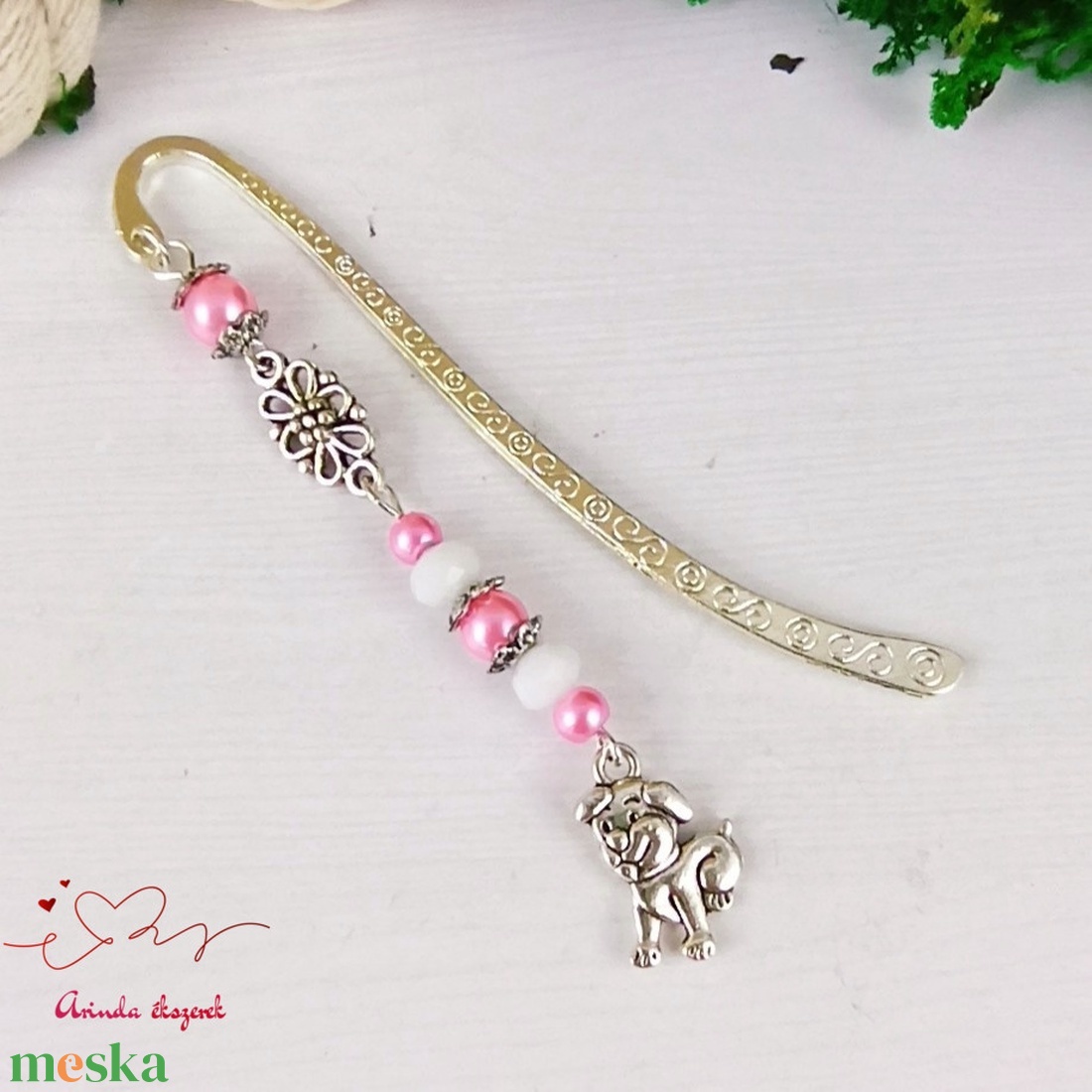 Rózsaszín kutya könyvjelző egyedi ajándék ballagásra évzáróra pedagógusnak születésnapra névnapra nőnek lánynak  - könyv & zene - könyvjelző - Meska.hu