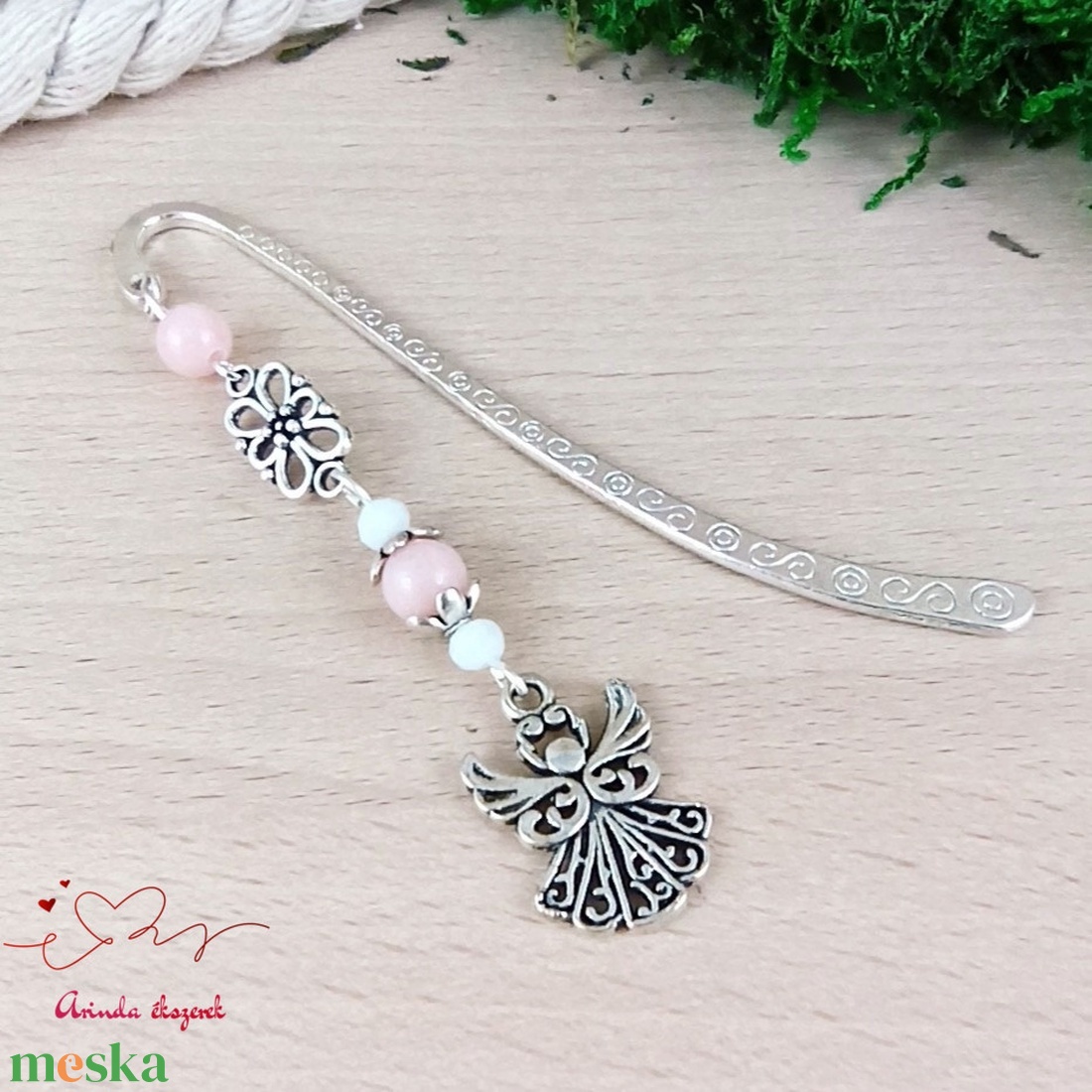 Rózsaszín angyal könyvjelző egyedi ajándék ballagásra évzáróra pedagógusnak születésnapra névnapra nőnek lánynak  - könyv & zene - könyvjelző - Meska.hu