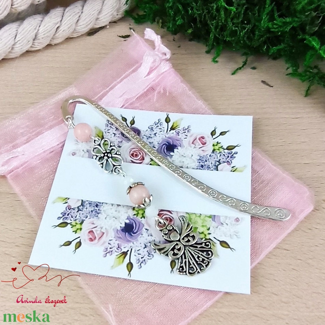 Rózsaszín angyal könyvjelző egyedi ajándék ballagásra évzáróra pedagógusnak születésnapra névnapra nőnek lánynak  - könyv & zene - könyvjelző - Meska.hu