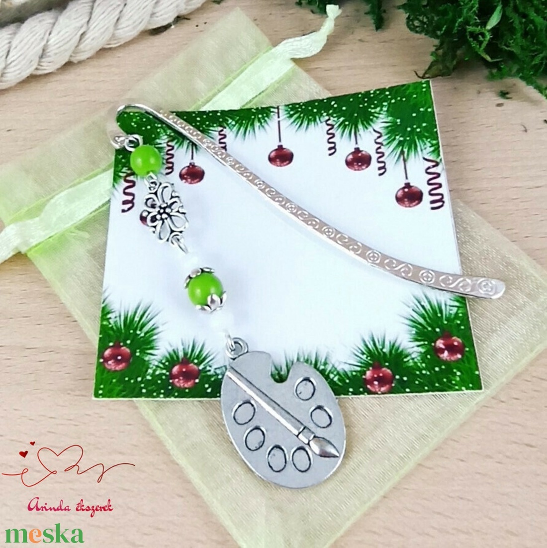 Zöld festőpaletta könyvjelző egyedi ajándék ballagásra évzáróra pedagógusnak születésnapra névnapra nőnek lánynak  - könyv & zene - könyvjelző - Meska.hu