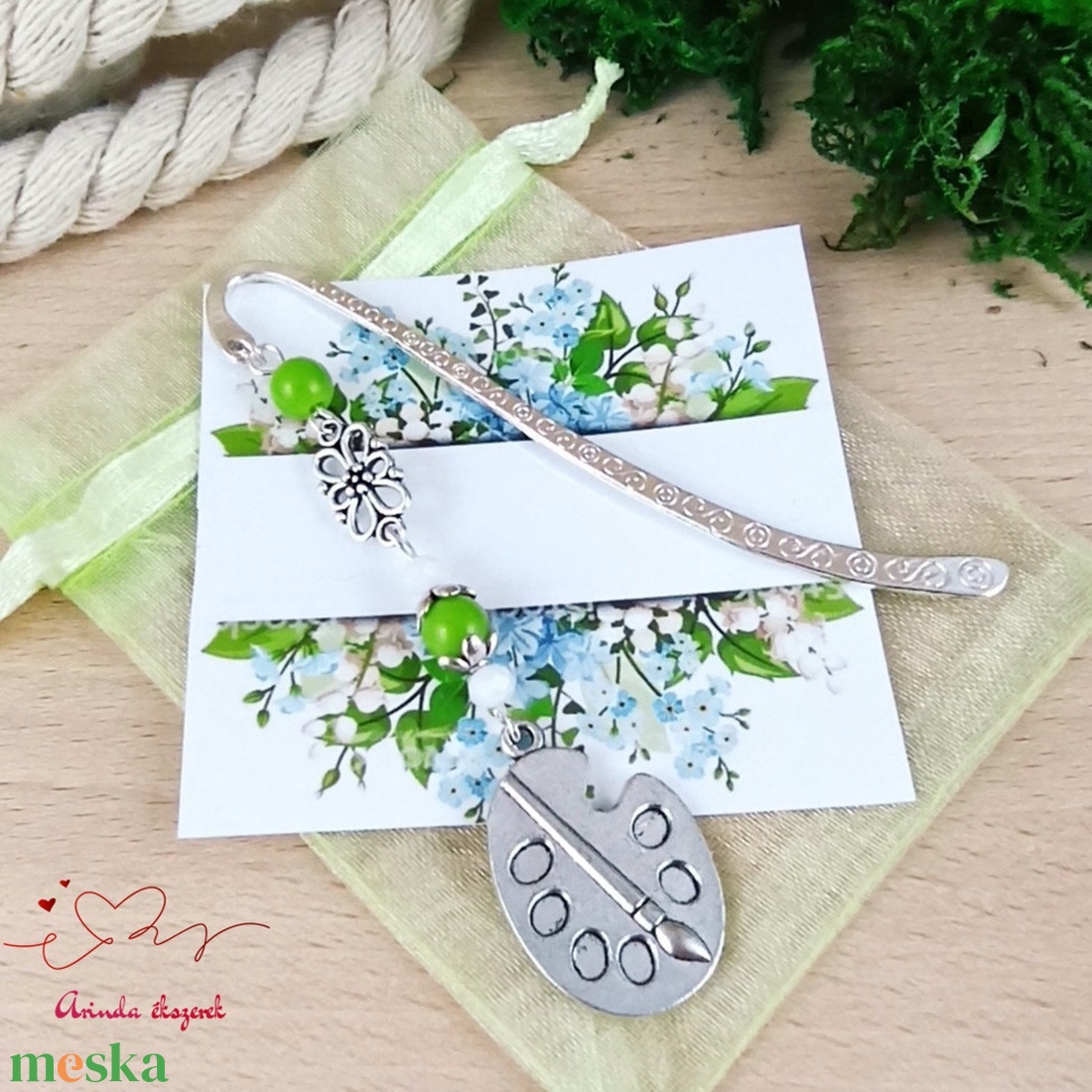 Zöld festőpaletta könyvjelző egyedi ajándék ballagásra évzáróra pedagógusnak születésnapra névnapra nőnek lánynak  - könyv & zene - könyvjelző - Meska.hu