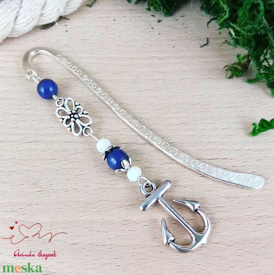 Kék horgony könyvjelző egyedi ajándék ballagásra évzáróra pedagógusnak születésnapra névnapra nőnek lánynak  - könyv & zene - könyvjelző - Meska.hu