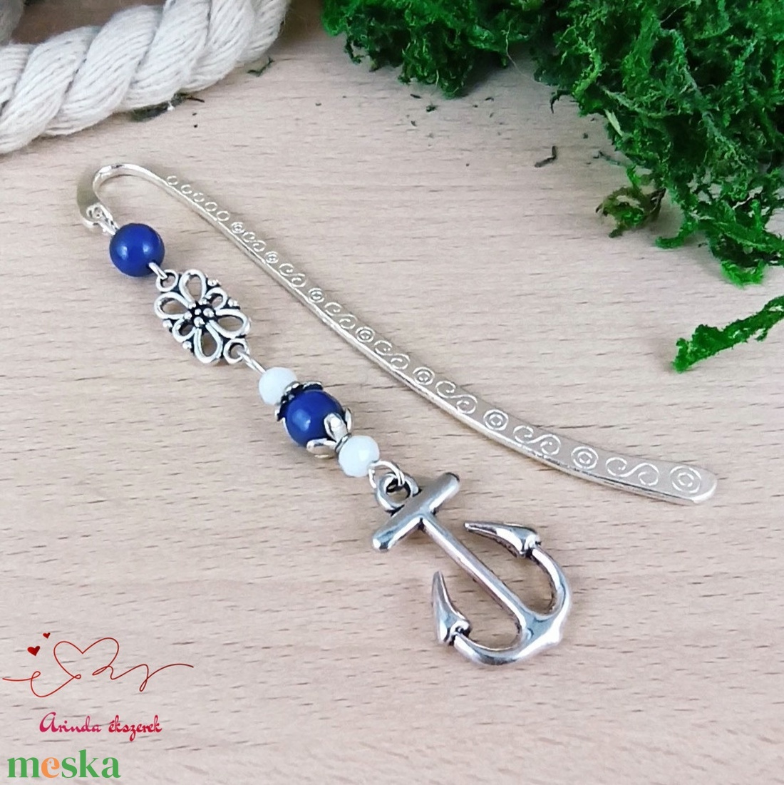 Kék horgony könyvjelző egyedi ajándék ballagásra évzáróra pedagógusnak születésnapra névnapra nőnek lánynak  - könyv & zene - könyvjelző - Meska.hu