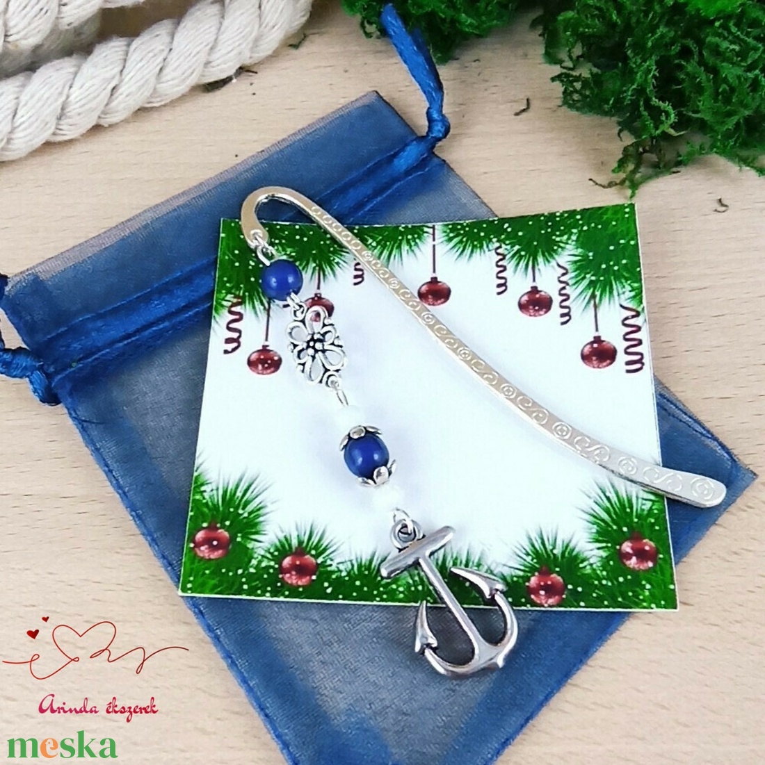 Kék horgony könyvjelző egyedi ajándék ballagásra évzáróra pedagógusnak születésnapra névnapra nőnek lánynak  - könyv & zene - könyvjelző - Meska.hu