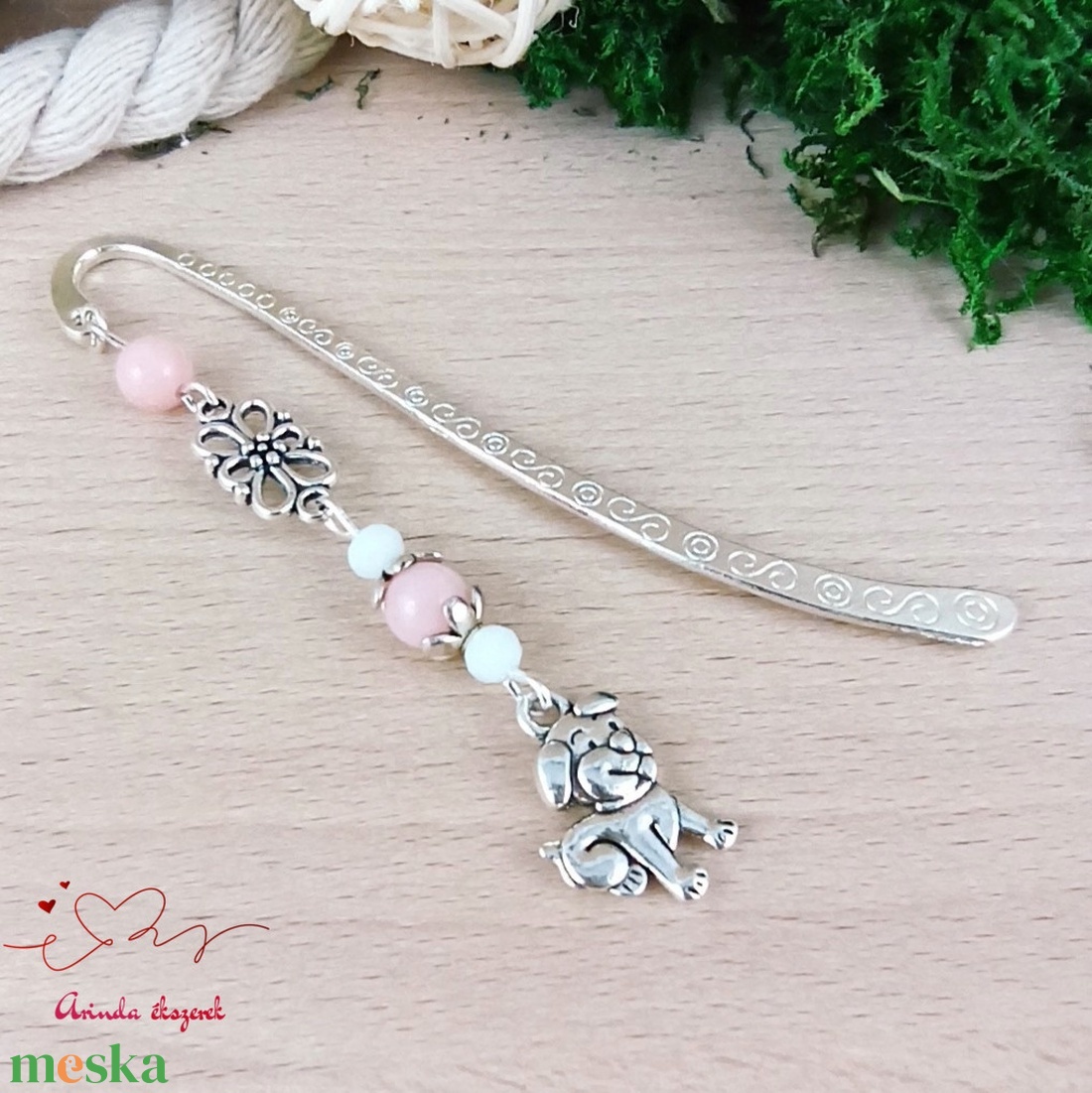 Rózsaszín kutya könyvjelző egyedi ajándék ballagásra évzáróra pedagógusnak születésnapra névnapra nőnek lánynak  - könyv & zene - könyvjelző - Meska.hu