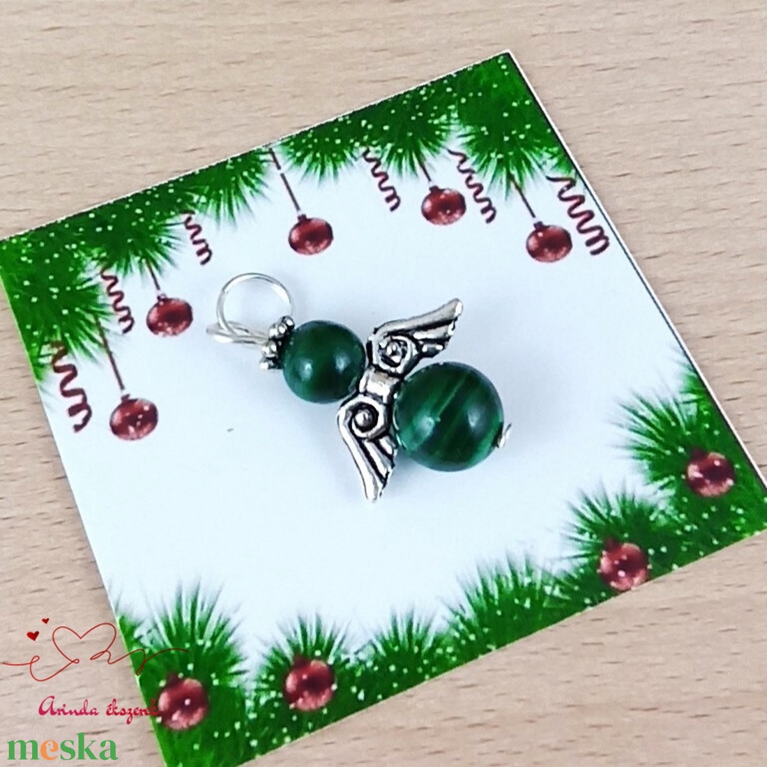 Malachit ásvány angyal medál talizmán ajándékkártyával anyáknapja ballagás évzáró karácsony ajándék  - ékszer - nyaklánc - medál - Meska.hu