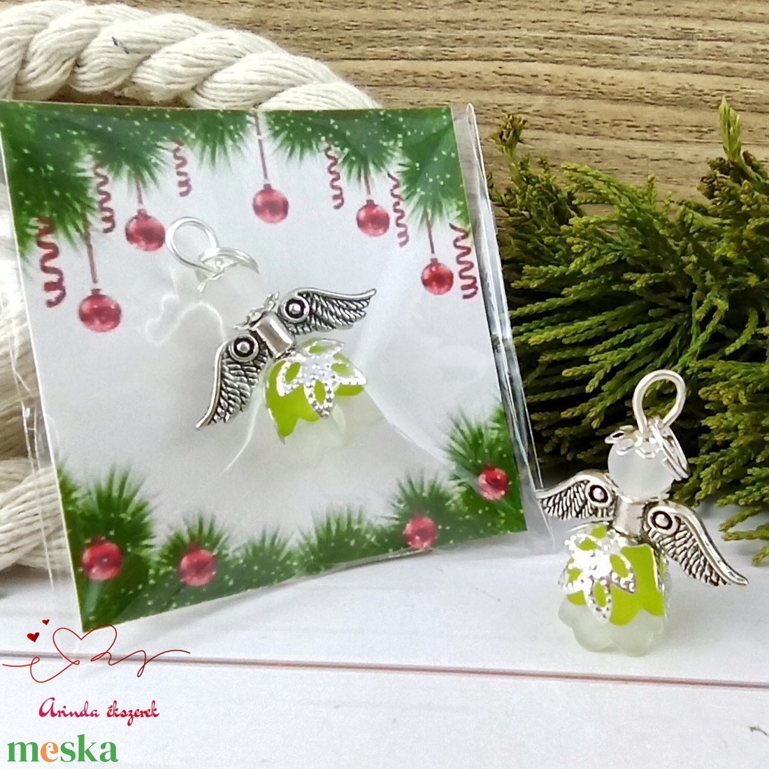 5 db frissesség zöld angyala karácsonyi ajándék ötlet - karácsony - karácsonyi ajándékozás - karácsonyi képeslap, üdvözlőlap, ajándékkísérő - Meska.hu