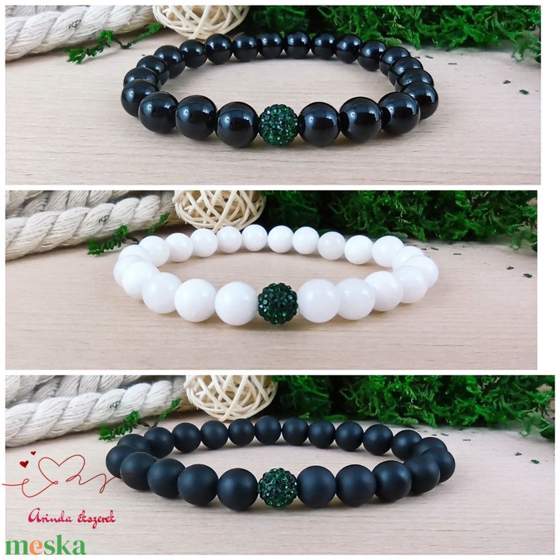 Ásvány karkötő sötétzöld csillogó shamballa kristály gömbbel matt ónix fehér jade vagy fényes ónix választható alappal - ékszer - karkötő - gyöngyös karkötő - Meska.hu Ásvány karkötő sötétzöld csillogó shamballa kristály gömbbel matt ónix fehér jade vagy fényes ónix választható alappal - ékszer - karkötő - gyöngyös karkötő - Meska.hu