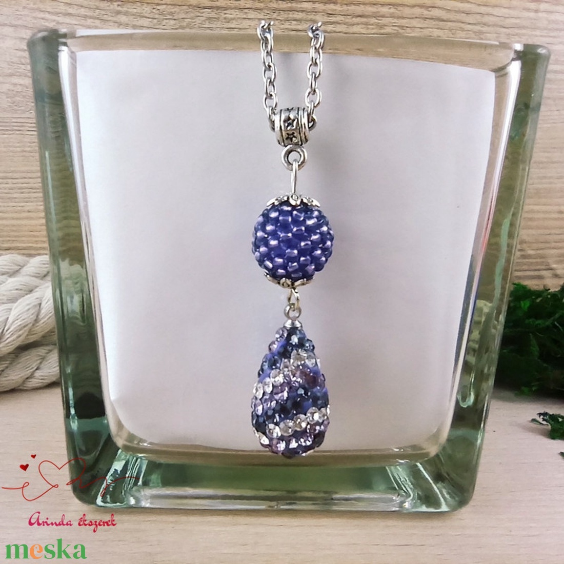 Lila kristály shamballa stílusú kristály csepp és fűzött bogyó nyaklánc - ékszer - nyaklánc - bogyós nyaklánc - Meska.hu Lila kristály shamballa stílusú kristály csepp és fűzött bogyó nyaklánc - ékszer - nyaklánc - bogyós nyaklánc - Meska.hu