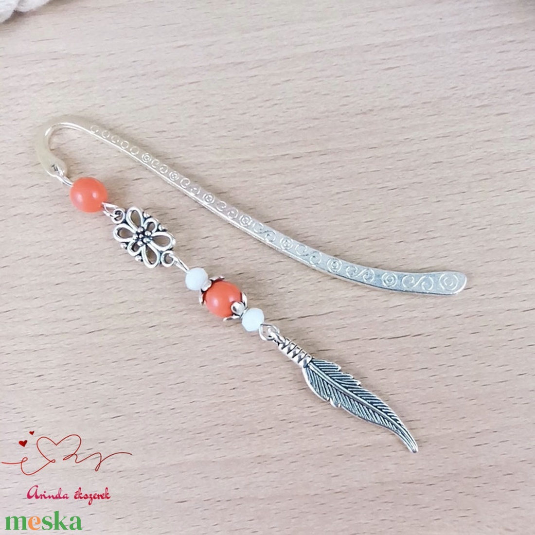 Narancssárga toll könyvjelző egyedi ajándék ballagásra évzáróra pedagógusnak születésnapra névnapra nőnek lánynak  - könyv & zene - könyvjelző - Meska.hu