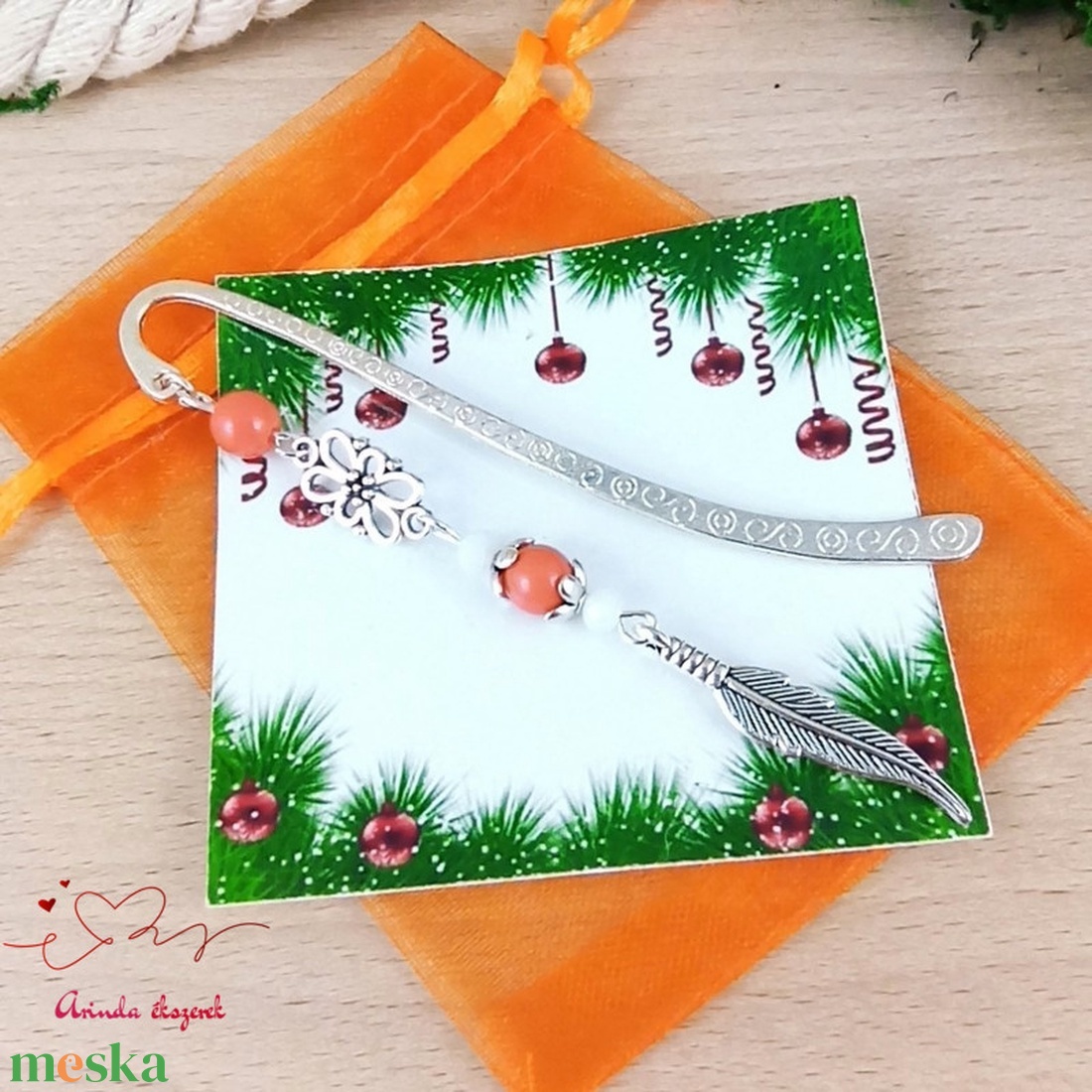 Narancssárga toll könyvjelző egyedi ajándék ballagásra évzáróra pedagógusnak születésnapra névnapra nőnek lánynak  - könyv & zene - könyvjelző - Meska.hu