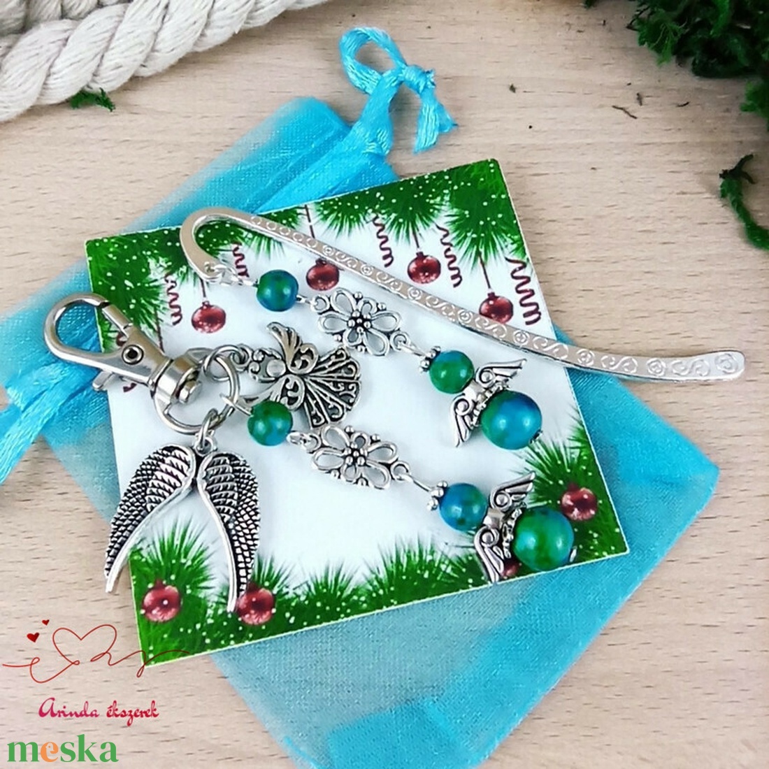 Krizokolla ásvány angyal könyvjelző kulcstartó táskadísz szett pedagógusnak évzáróra karácsonyra szülinapra névnapra - könyv & zene - könyvjelző - Meska.hu