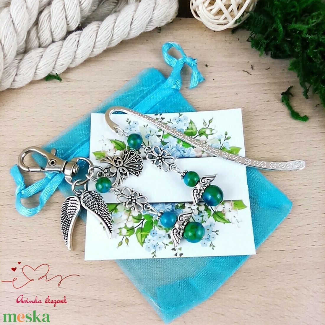 Krizokolla ásvány angyal könyvjelző kulcstartó táskadísz szett pedagógusnak évzáróra karácsonyra szülinapra névnapra - könyv & zene - könyvjelző - Meska.hu