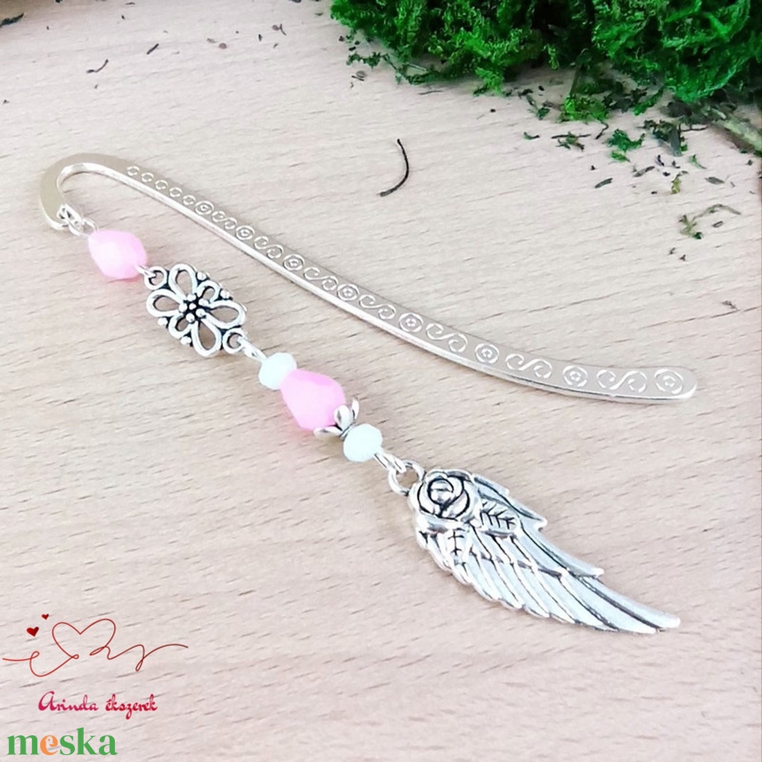 Rózsaszín angyalszárny könyvjelző egyedi ajándék ballagásra évzáróra pedagógusnak születésnapra névnapra nőnek lánynak  - könyv & zene - könyvjelző - Meska.hu