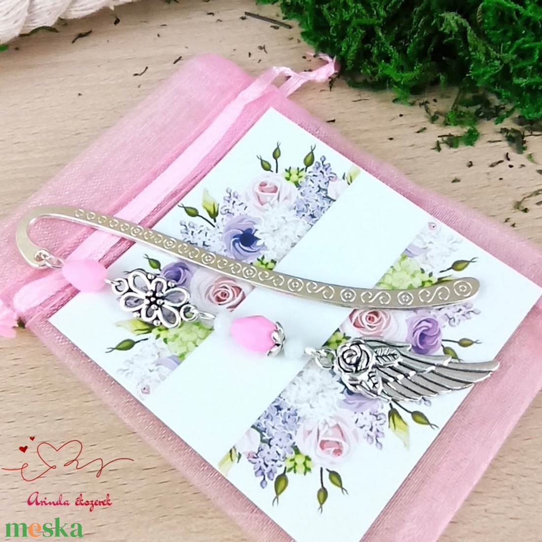 Rózsaszín angyalszárny könyvjelző egyedi ajándék ballagásra évzáróra pedagógusnak születésnapra névnapra nőnek lánynak  - könyv & zene - könyvjelző - Meska.hu