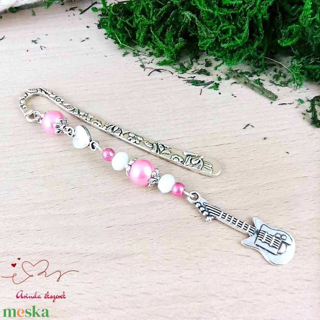 Rózsaszín gitár könyvjelző egyedi ajándék ballagásra évzáróra pedagógusnak születésnapra névnapra nőnek lánynak  - könyv & zene - könyvjelző - Meska.hu