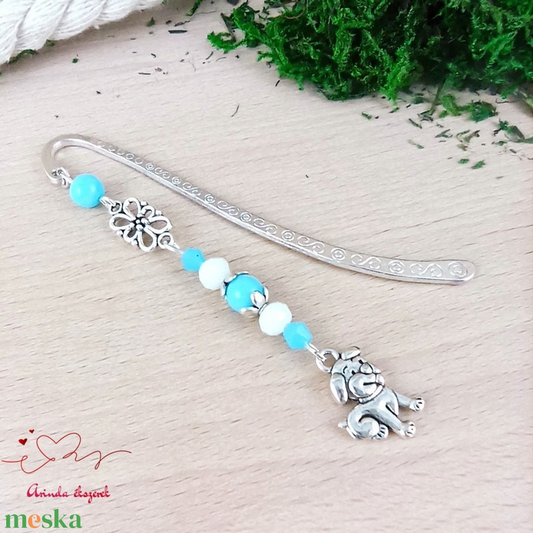 Világoskék kutya könyvjelző egyedi ajándék ballagásra évzáróra pedagógusnak születésnapra névnapra nőnek lánynak  - könyv & zene - könyvjelző - Meska.hu