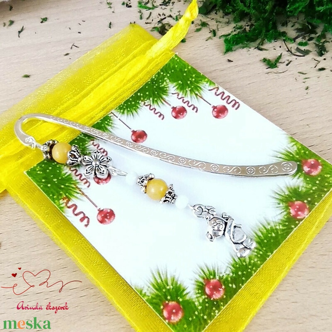 Sárga maci könyvjelző egyedi ajándék ballagásra évzáróra pedagógusnak születésnapra névnapra nőnek lánynak  - könyv & zene - könyvjelző - Meska.hu