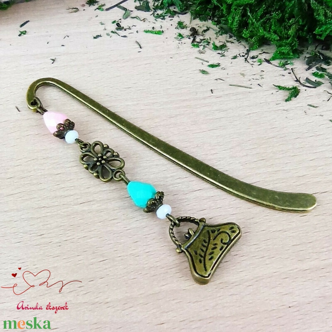 Bronz táska könyvjelző egyedi ajándék ballagásra évzáróra pedagógusnak születésnapra névnapra nőnek lánynak  - könyv & zene - könyvjelző - Meska.hu