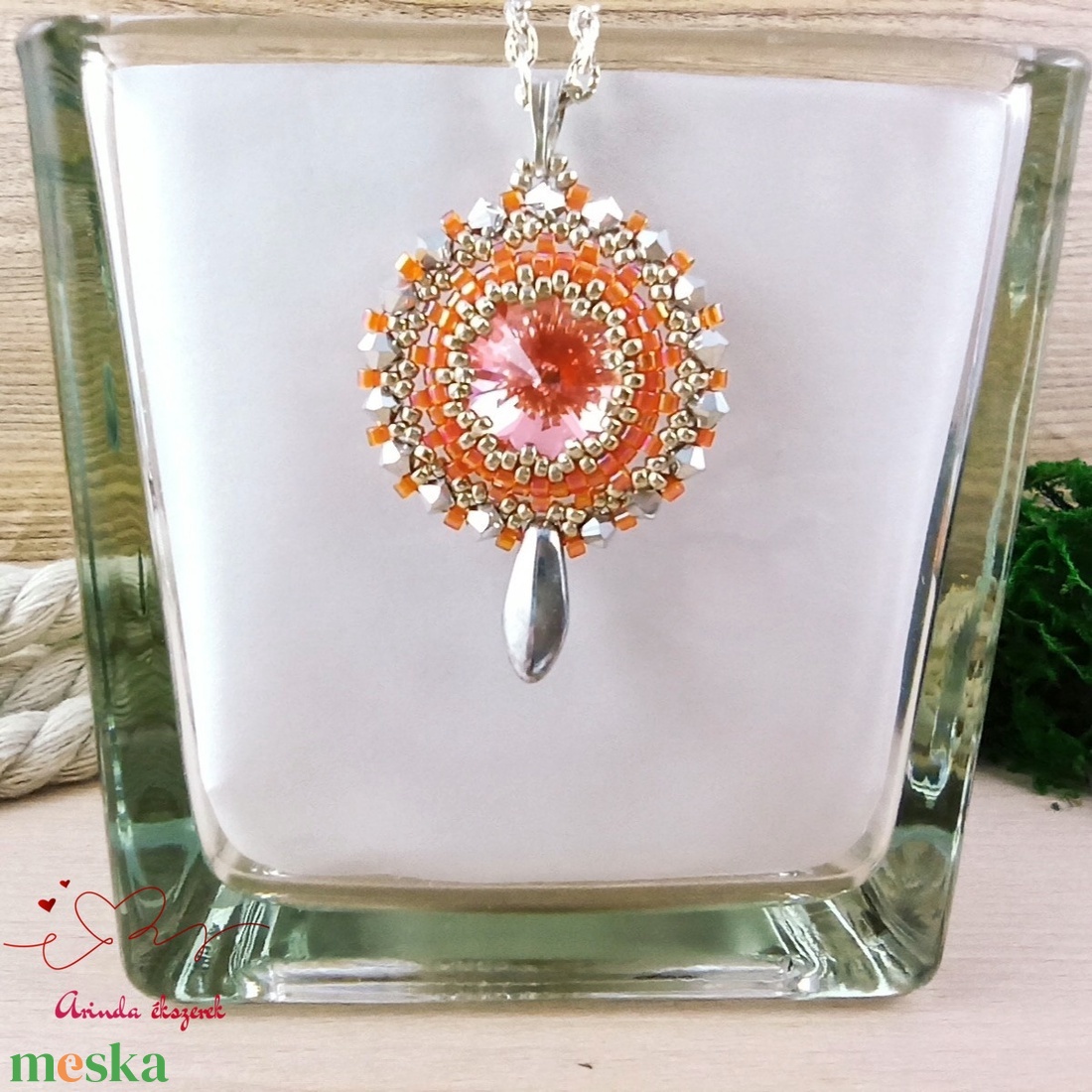 Csillogó álmok narancs swarovski nyaklánc egyedi kristály esküvő alkalmi koszorúslány örömanya menyasszony násznagy - esküvő - ékszer - nyaklánc - Meska.hu