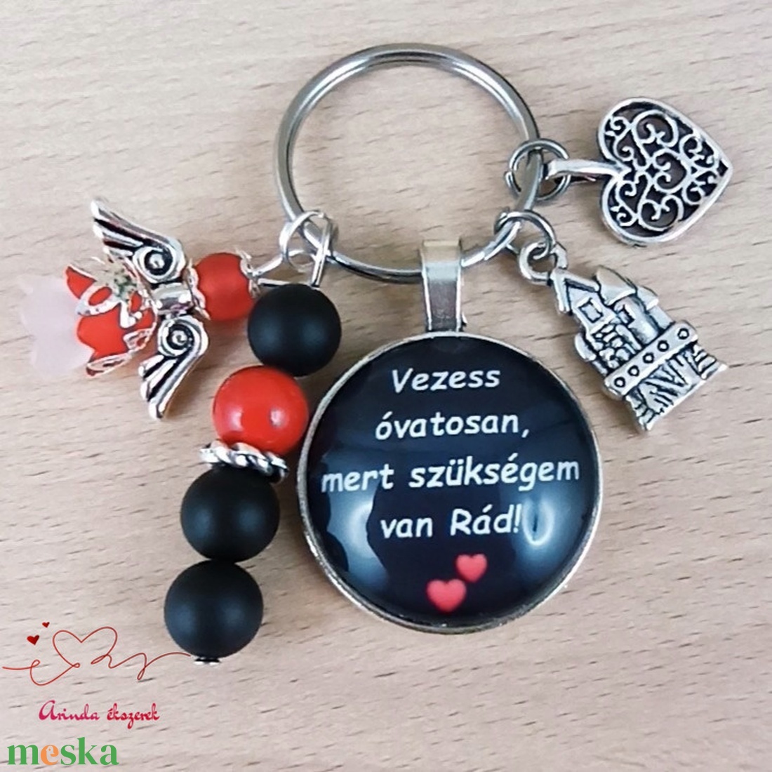 Vezess óvatosan, mert szükségem van Rád! feliratos üveglencsés kulcstartó táskadísz  - táska & tok - kulcstartó & táskadísz - kulcstartó - Meska.hu