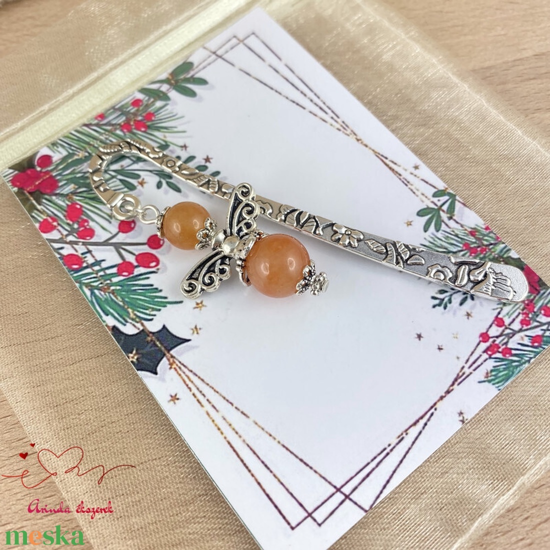 Narancs aventurin angyal könyvjelző egyedi ajándék ballagásra évzáróra pedagógusnak születésnapra névnapra nőnek lánynak - könyv & zene - könyvjelző - Meska.hu