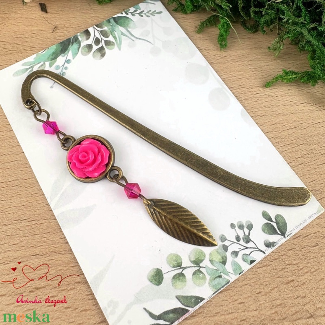 PInk apró rózsa könyvjelző antik bronz alappal pink gyöngyökkel hosszú levélkével - könyv & zene - könyvjelző - Meska.hu PInk apró rózsa könyvjelző antik bronz alappal pink gyöngyökkel hosszú levélkével - könyv & zene - könyvjelző - Meska.hu