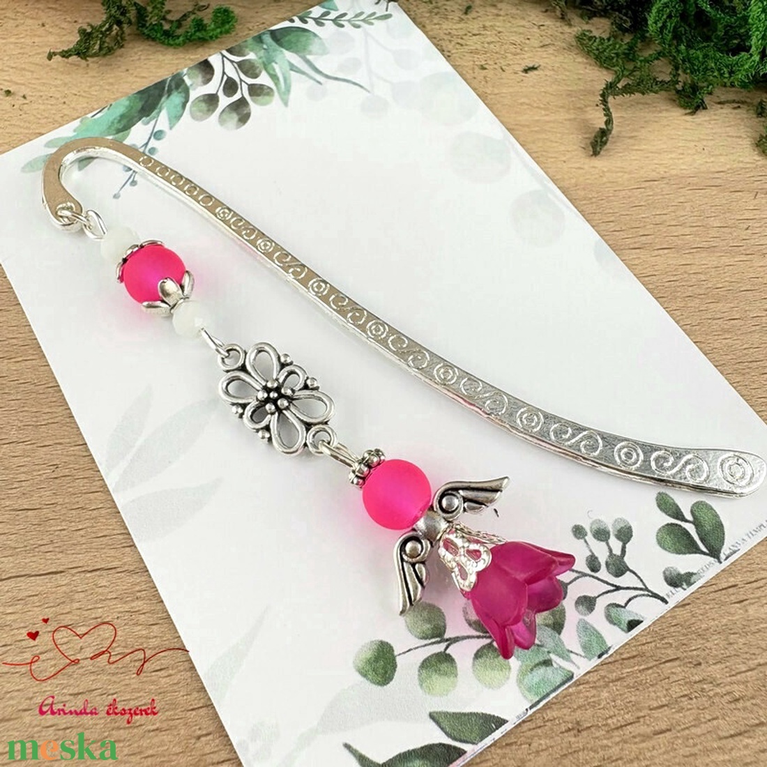 Pink angyal könyvjelző  - könyv & zene - könyvjelző - Meska.hu