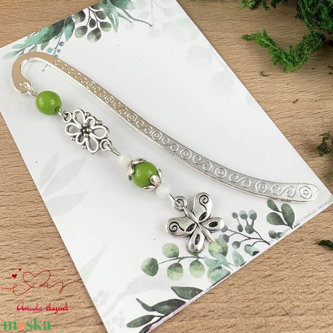 Zöld pillangó könyvjelző  - könyv & zene - könyvjelző - Meska.hu