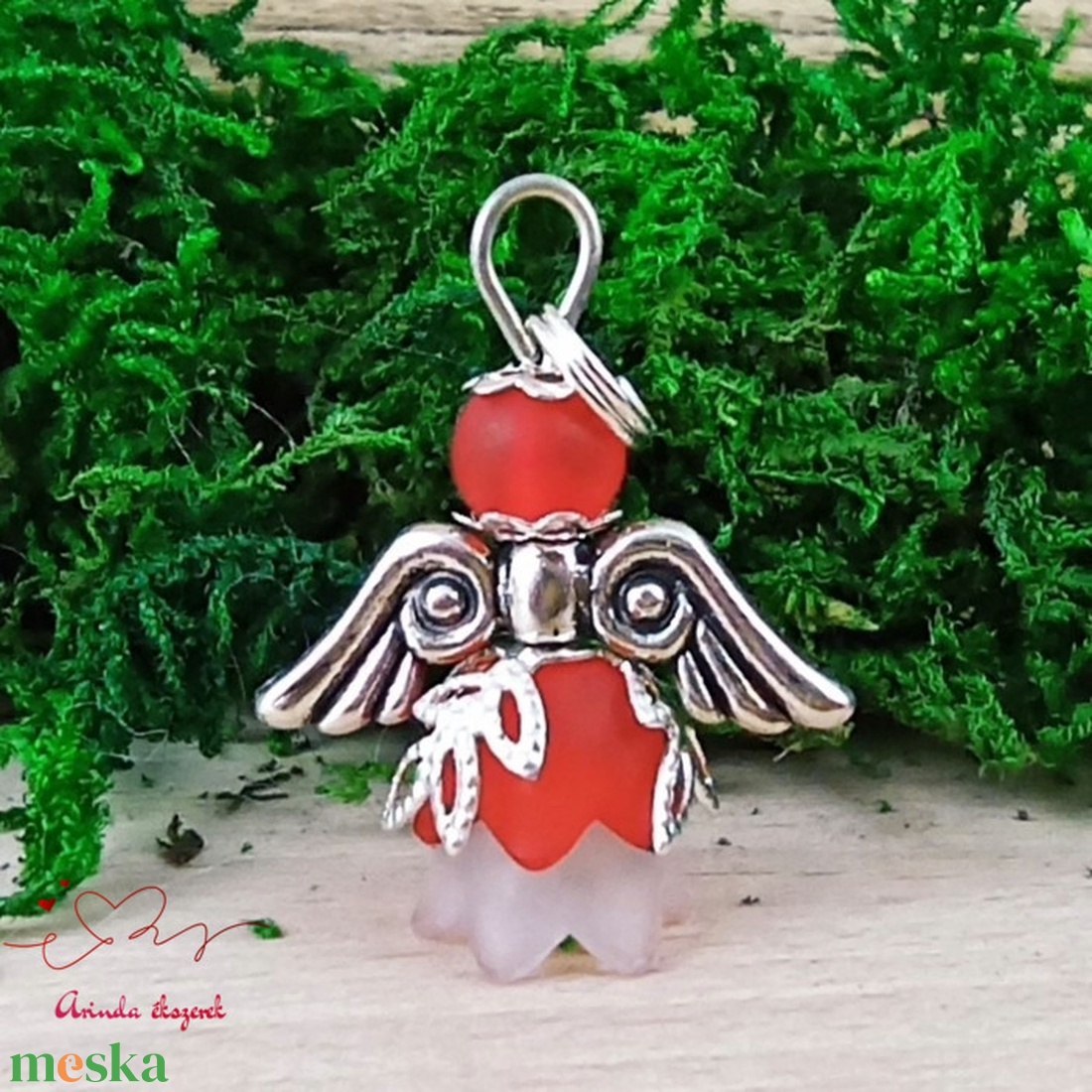 Angyalka medál piros 5 db-os csomagban ajándékkártyával karácsonyi apróság kollégának osztálytársnak vendégnek - karácsony - karácsonyi ajándékozás - karácsonyi képeslap, üdvözlőlap, ajándékkísérő - Meska.hu