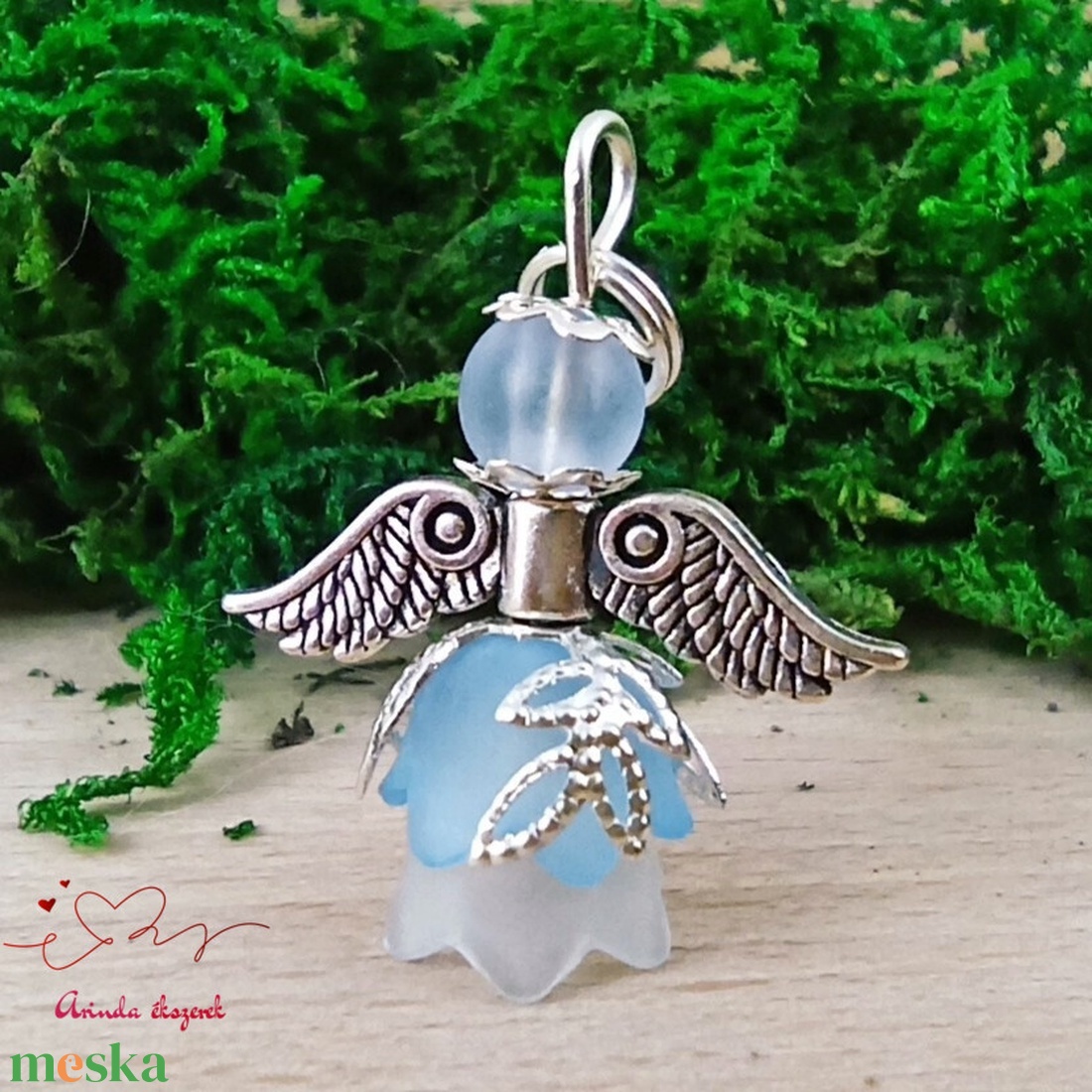 Angyalka medál sötétkék 5 db-os csomagban ajándékkártyával karácsonyi apróság kollégának osztálytársnak vendégnek - karácsony - karácsonyi ajándékozás - karácsonyi képeslap, üdvözlőlap, ajándékkísérő - Meska.hu