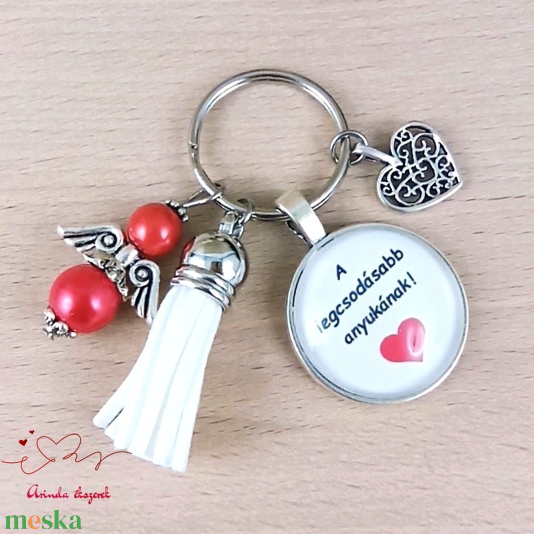 A legcsodásabb anyukának feliratos üveglencsés kulcstartó táskadísz karácsony  - táska & tok - kulcstartó & táskadísz - kulcstartó - Meska.hu