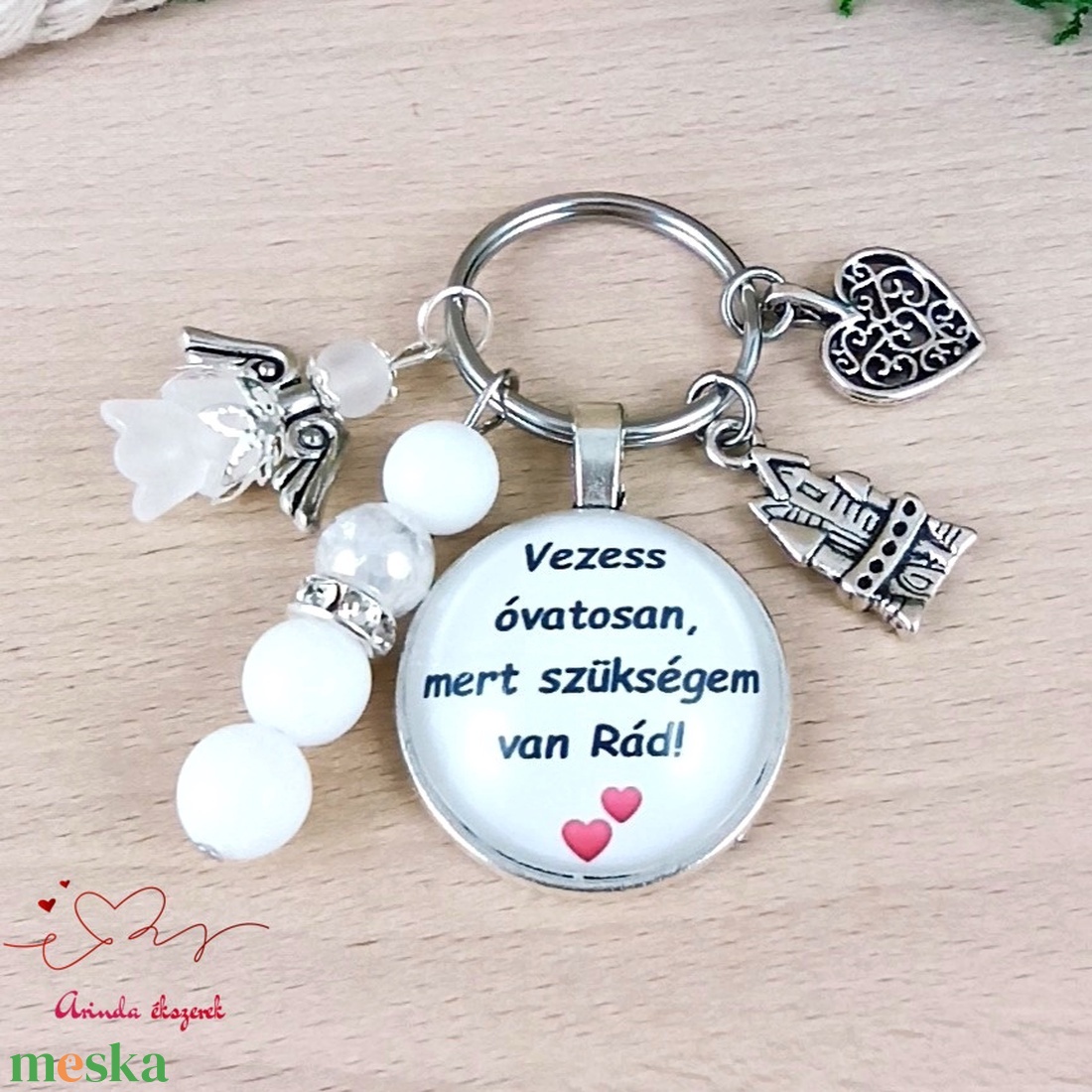 Vezess óvatosan, mert szükségem van Rád! feliratos üveglencsés kulcstartó táskadísz  - táska & tok - kulcstartó & táskadísz - kulcstartó - Meska.hu