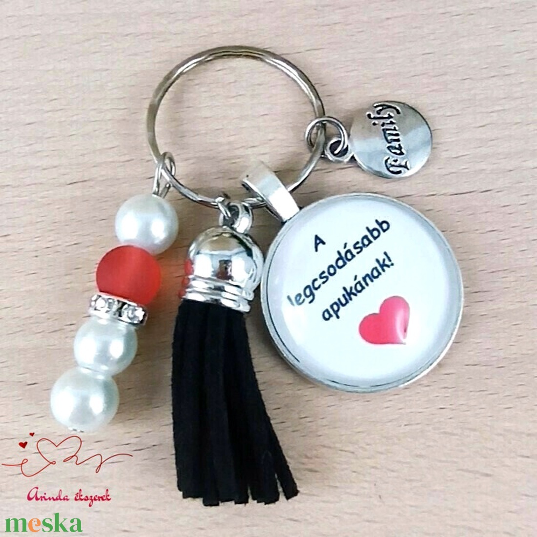 A legcsodásabb apukának feliratos üveglencsés kulcstartó táskadísz karácsony  - táska & tok - kulcstartó & táskadísz - táskadísz - Meska.hu