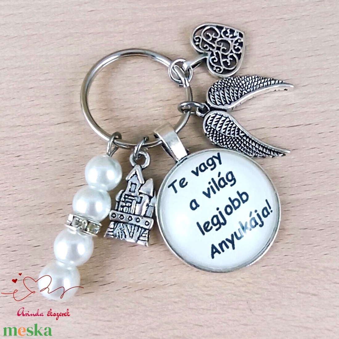 Te vagy a világ legjobb anyukája feliratos üveglencsés kulcstartó táskadísz  - táska & tok - kulcstartó & táskadísz - kulcstartó - Meska.hu