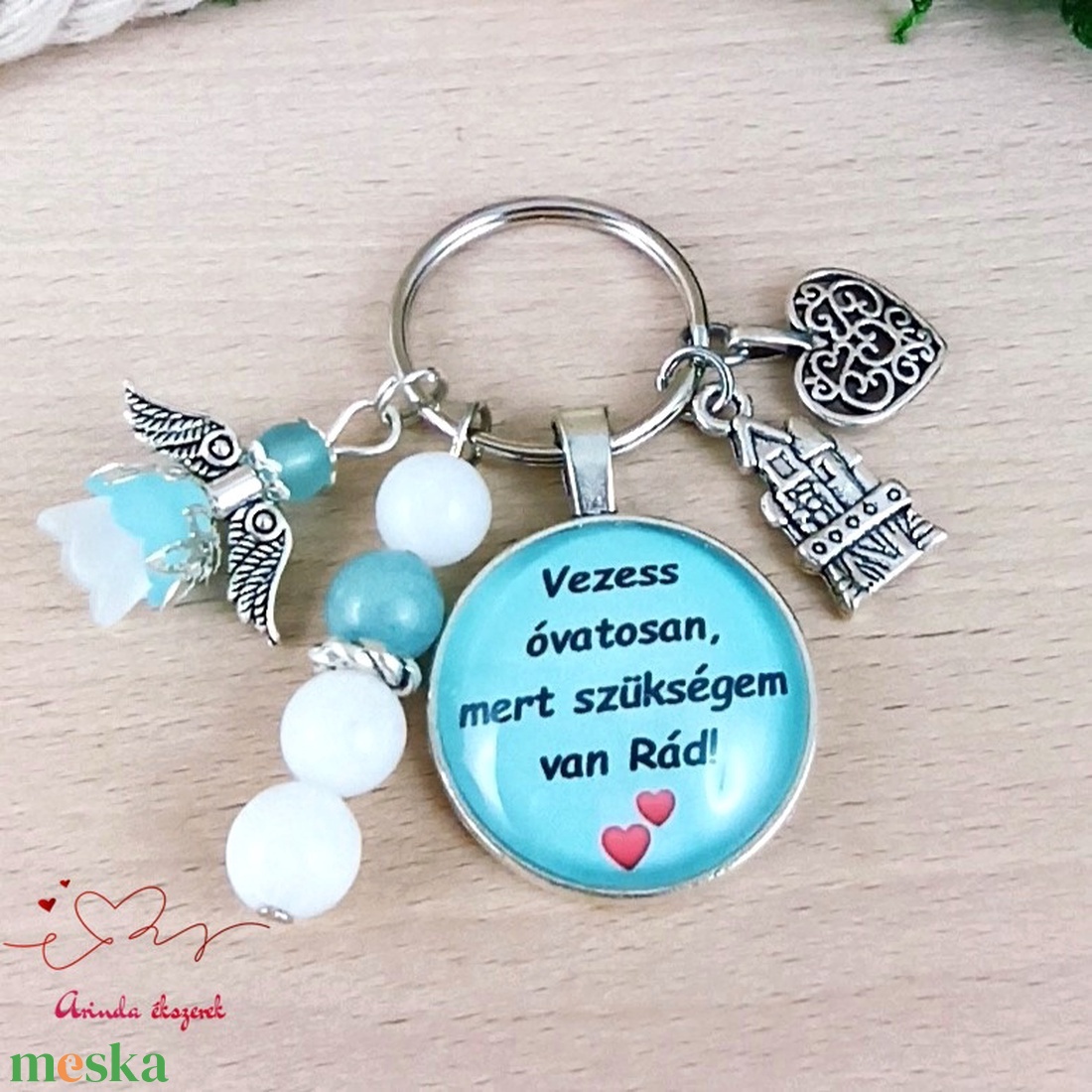 Vezess óvatosan, mert szükségem van Rád! feliratos üveglencsés kulcstartó táskadísz  - táska & tok - kulcstartó & táskadísz - táskadísz - Meska.hu