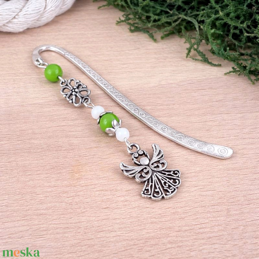 Zöld angyal könyvjelző  - könyv & zene - könyvjelző - Meska.hu