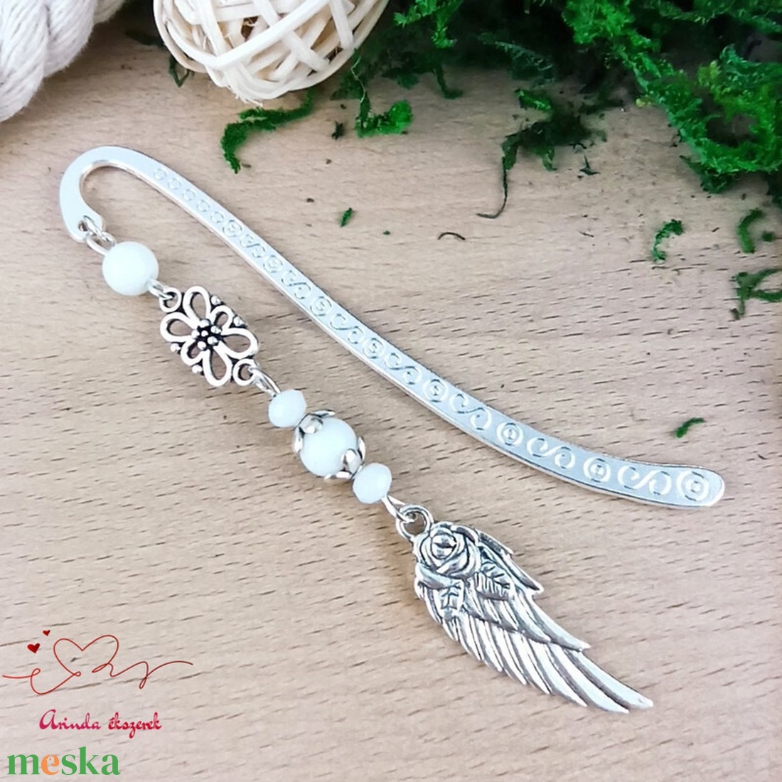 Fehér angyalszárny könyvjelző  - könyv & zene - könyvjelző - Meska.hu