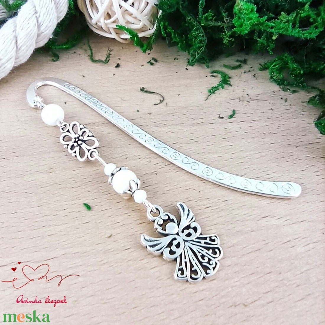 Fehér angyal könyvjelző  - könyv & zene - könyvjelző - Meska.hu