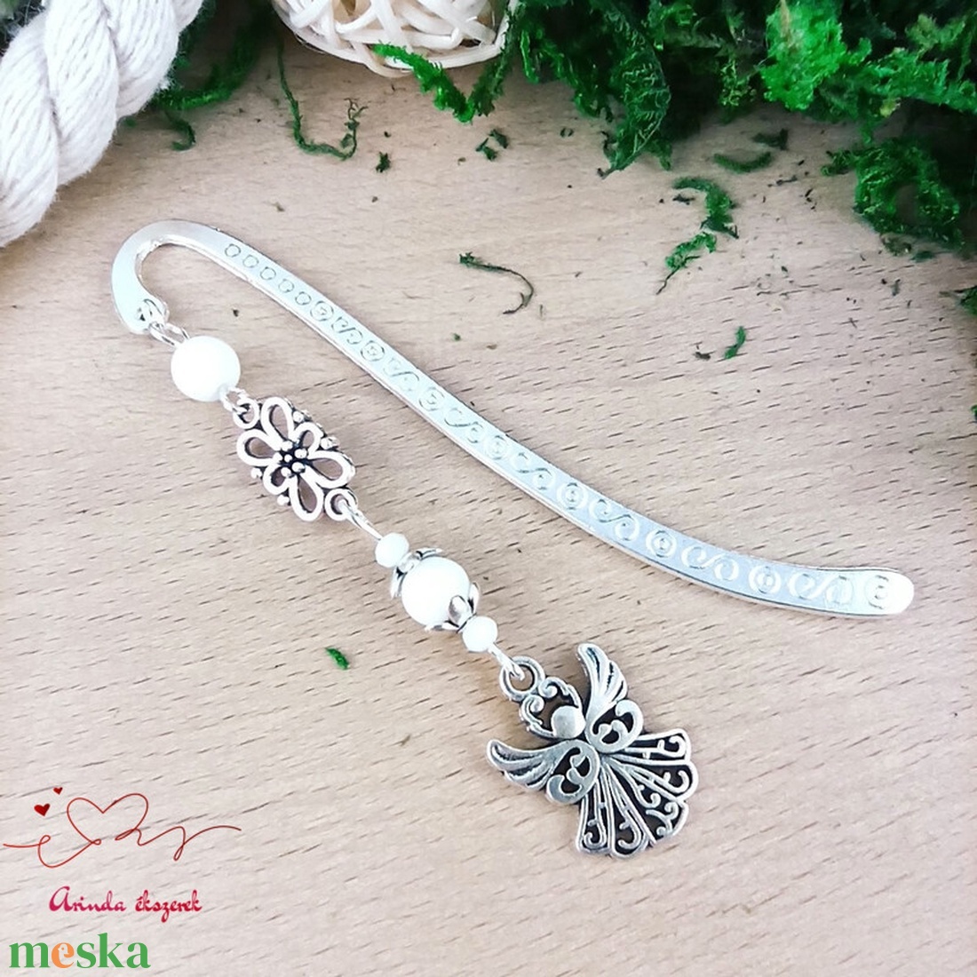 Fehér angyal könyvjelző  - könyv & zene - könyvjelző - Meska.hu