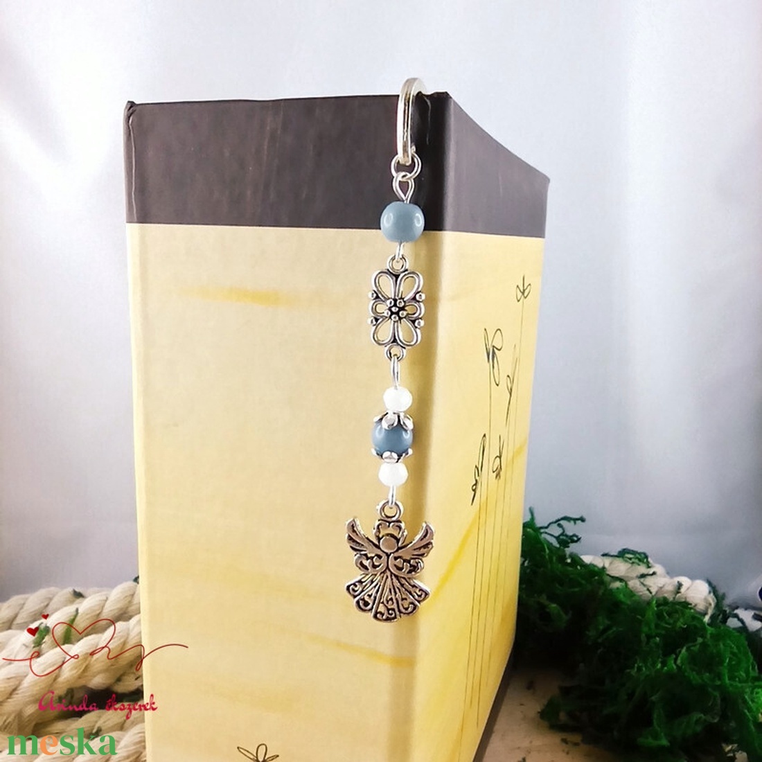 Szürke angyal könyvjelző  - könyv & zene - könyvjelző - Meska.hu