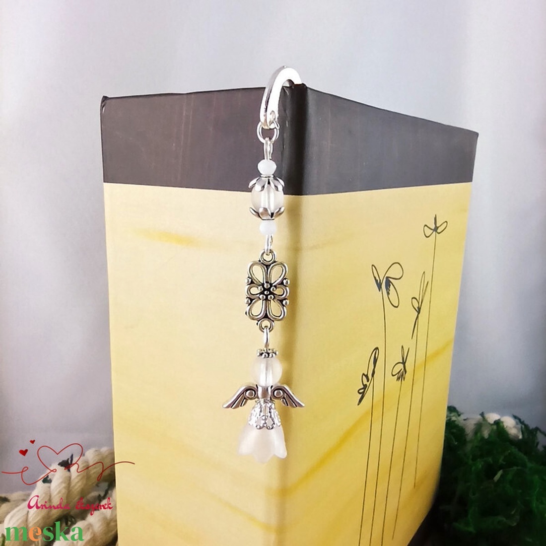 Fehér angyal könyvjelző  - könyv & zene - könyvjelző - Meska.hu