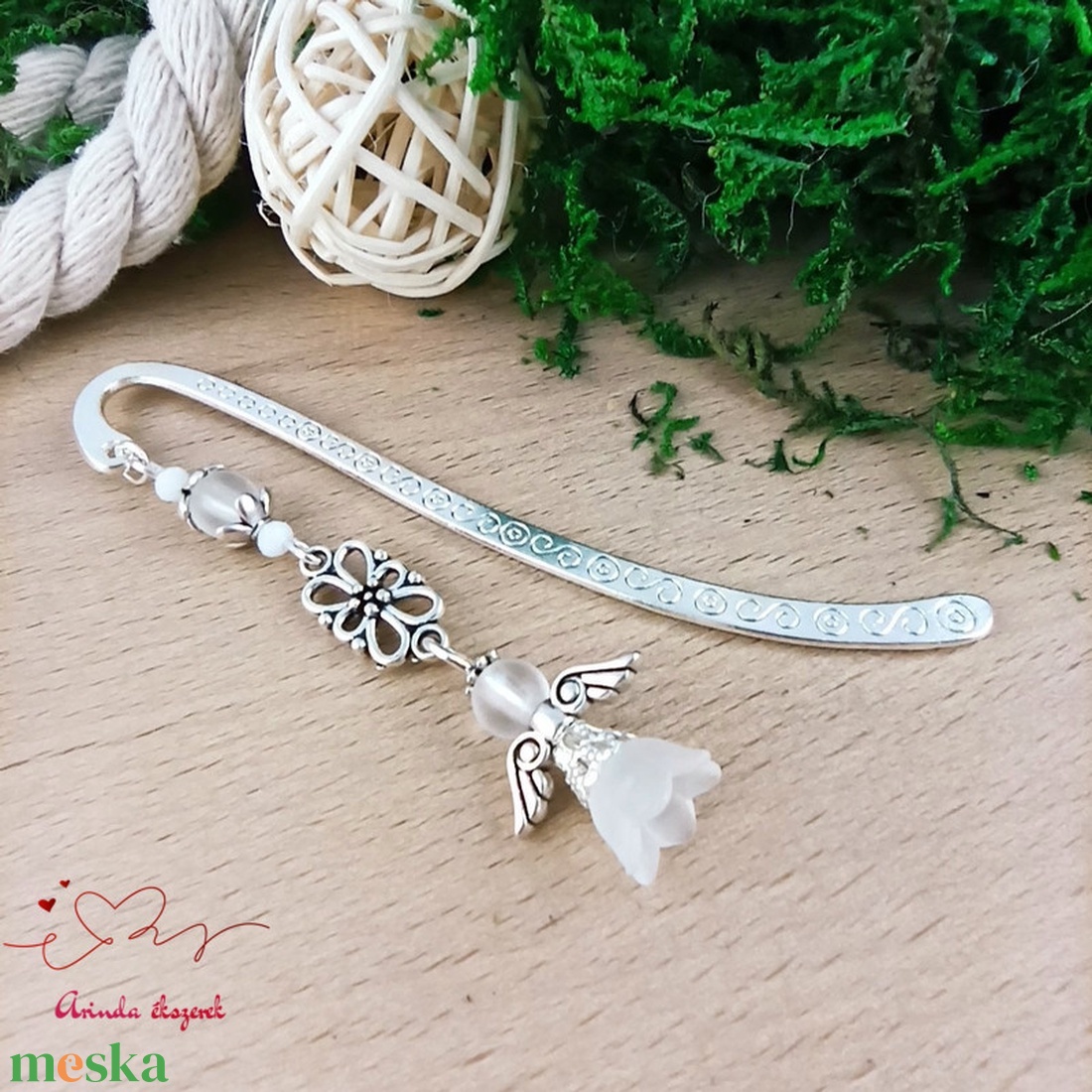 Fehér angyal könyvjelző  - könyv & zene - könyvjelző - Meska.hu