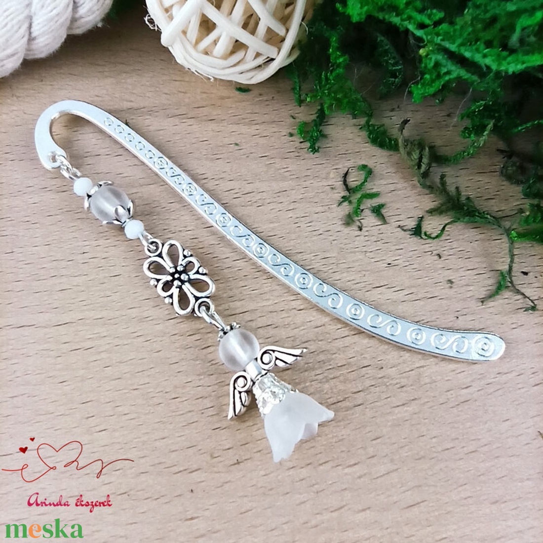 Fehér angyal könyvjelző  - könyv & zene - könyvjelző - Meska.hu