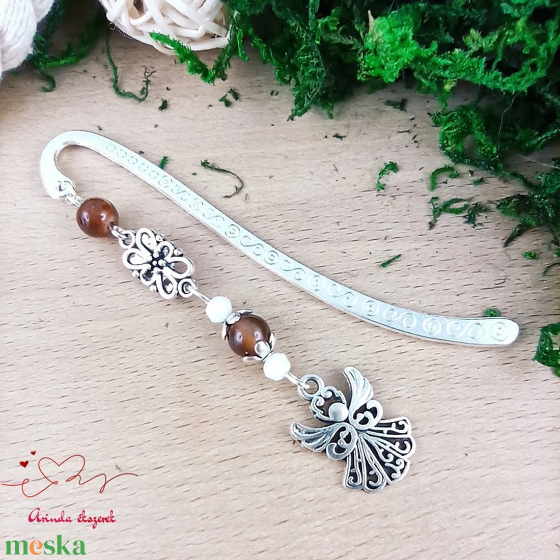 Barna angyal könyvjelző  - könyv & zene - könyvjelző - Meska.hu