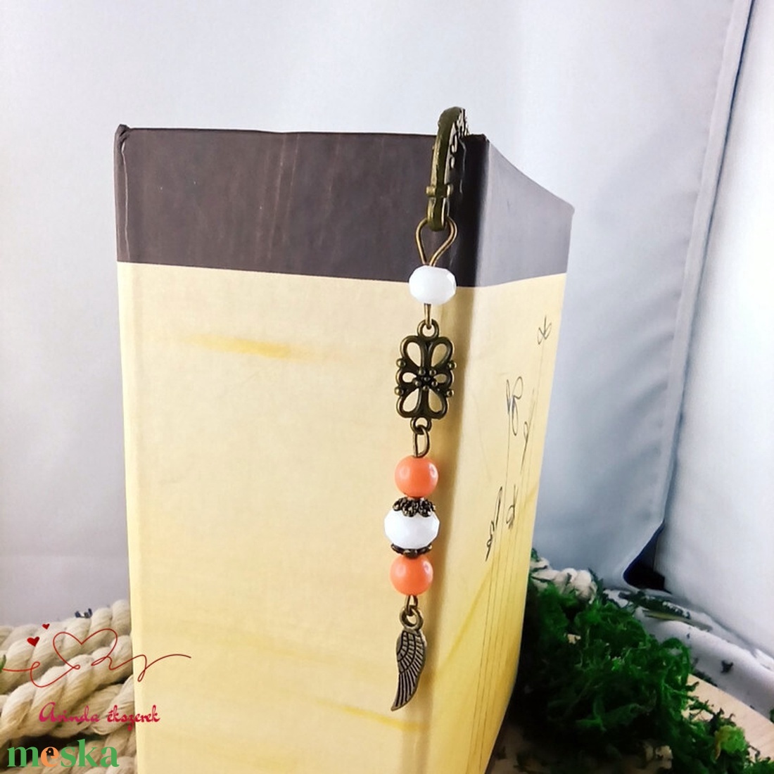 Narancs bronz angyalszárny könyvjelző  - könyv & zene - könyvjelző - Meska.hu