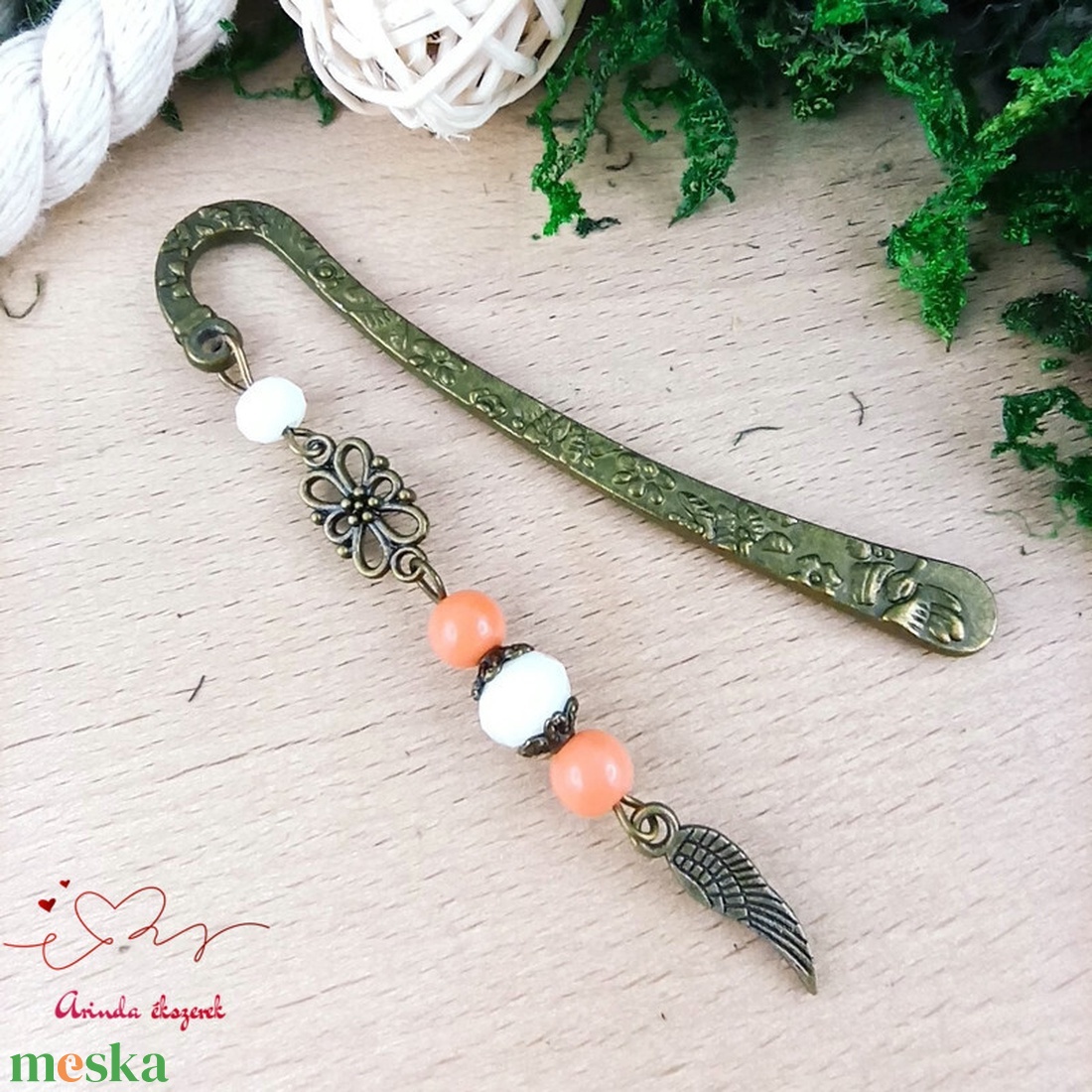 Narancs bronz angyalszárny könyvjelző  - könyv & zene - könyvjelző - Meska.hu