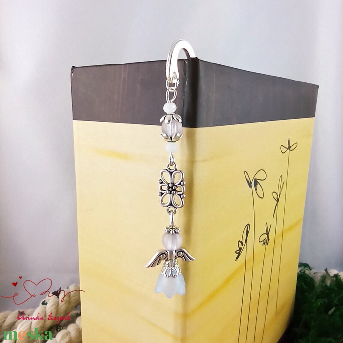 Sötétkék angyal könyvjelző  - könyv & zene - könyvjelző - Meska.hu